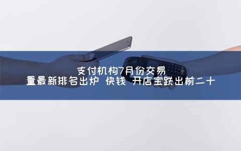 支付機構7月份交易量最新排名出爐 快錢(qián) 開(kāi)店(diàn)寶跌出前二十